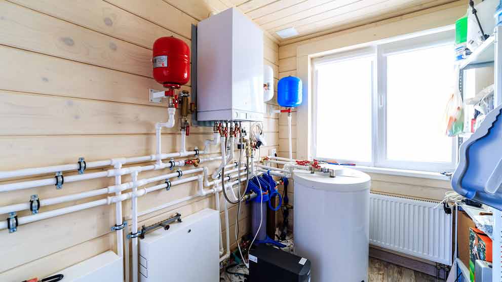 Пример системы отопления в доме с одноконтурным котлом и бойлером косвенного нагрева